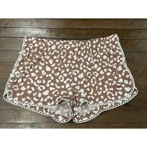 UpWest Resort & Mercantile Soft Lounge Shorts Drawstring Lt Brown/White - Size L